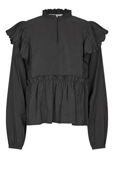 SECOND FEMALE BLUSE, TERRA FRILL BLOUSE, BLACK